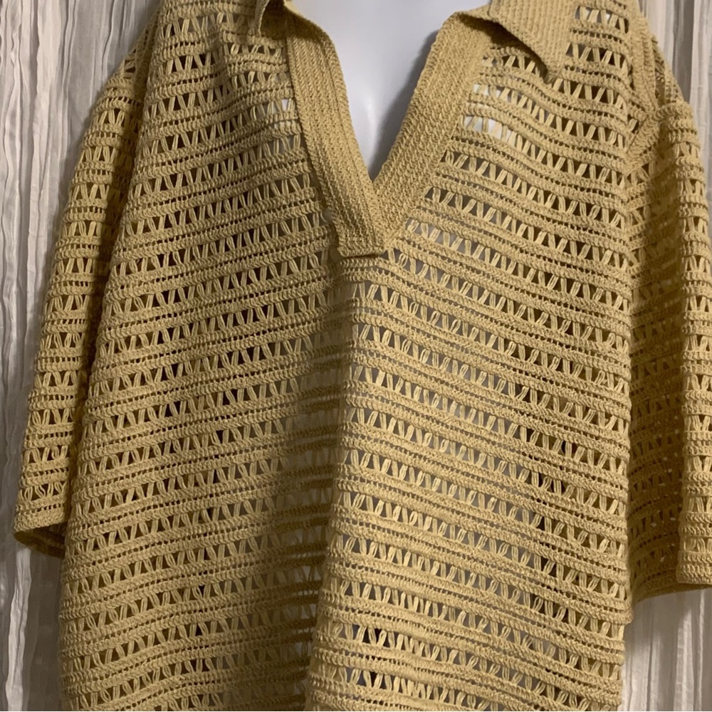 NWT CROCHET-LOOK PULLOVER SHIRT XXL - Picture 2 of 6